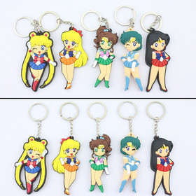 Classic Toys Anime Sailor Moon Soft Rubber Doll Figure Keychain Tsukino Usagi Mercury Mars Jupiter 5pcslot