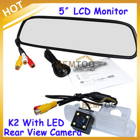 5 inch HD Rear View Mirror Monitor+Special CCD Car rear view camera for K2 Rio Sedan waterproof night version