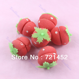 J35 Free Shipping 18pcs/lot Strawberry Soft Sponge Hair Curler Roller Balls