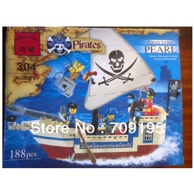 Free Shipping Enlighten Child designer 304 pirates ship toys Building Block Set Brick Toy Toys for kid 3D Jigsaw