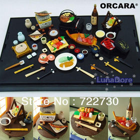 ORCARA Food Miniature Dollhouse Japan Japanese Sushi Drink Re-ment Size Set of 8 1:12 Toy Figure Dolls Acceseries