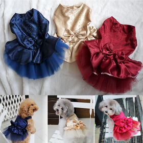 Free shipping Dog Clothes Bow Tutu Dress Puppy Lace dress Wedding Party Pet Apparel