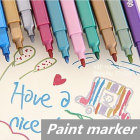 12 pcs/Lot Metallic color pen Paint marker Highlighter for art brush foto Kawaii Stationery novelty copic School supplies 6243
