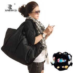 Fashion large capacity black nylon multifunctional special purpose mother nappy bag diaper changing bags free shipping