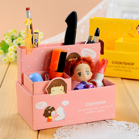 Retail Cute Girls Storage pen box student stationery paper storage box