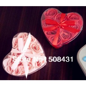 B Free Shipping Fashion Romantic Love Soap Flower Rose Heart Shape Rose Petals 9pcs/box 12 boxes/lot