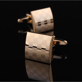 Gold Brass Cuff links Shirt cufflinks Square Check Pattern Wedding Groom Father Dad Lasher Usher 