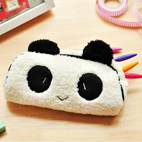 Ingyenes szállítás tolltartók Lovely kreatív kapacitás friss Plüss panda toll táska iskola ceruzatartó kozmetikai táska