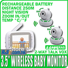 2 Cameras Digital Night Vision Pan Tilt PTZ Zoom Video 3.5 Wireless Monitor