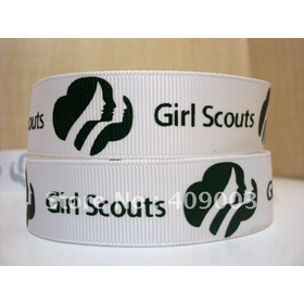 50Y1698kerryribbon free shipping 7/8 '' girl scouts printed ribbon Grosgrain ribbon