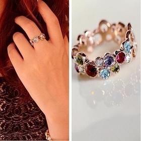 Free shipping (min order $10) Spend a full of love is colorful delicate contracted ring E0034