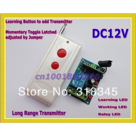 1000M12V 1CH wireless remote control switch receiver board & transmitter remote controller Learning code 315/433MHZ