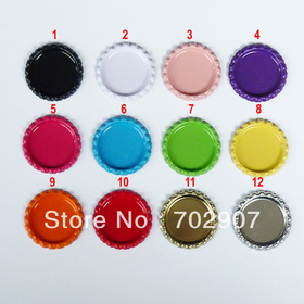 Free Shipping: 1000 pcs/lot Two-side Colourful Flat Bottle Caps for Jewelry Accessories Without Hole, 12 Colors can be Chosen