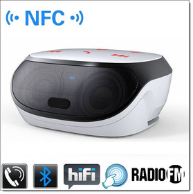 NFC HIFI Hordozható vezeték nélküli Bluetooth hangszóró FM rádió dupla mélynyomó hangszórók mini USB zene hangszórók hangdoboz Boombox