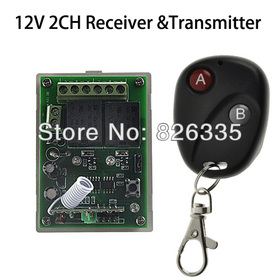 Home Automation 12V 2CH RF Wireless Remote Control Switch Receiver with 2 Buttons Transmitter