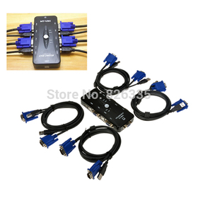 4 Port USB KVM Switch Box PC Monitor Control PC Tool VGA/SVGA Monitor Mouse Keyboard Control with Cables