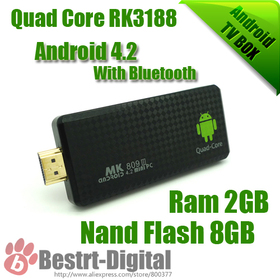 New Android TV Box 809 III with Bluetooth RK3188 Quad Core up To1.6Ghz Android 4.2 Mini PC 2GB+8GB, Smart TV Box