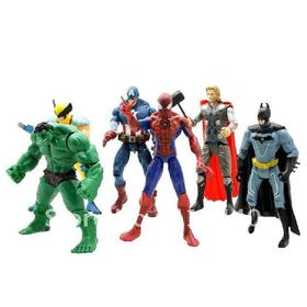 6x Marvel Super Hero Batman Hulk Wolverine Thor Spiderman Captain America Figure Free shipping