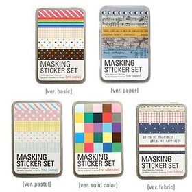 Masking sticker set with Tin case (27 sheets) photo sticker(10 pieces/lot)