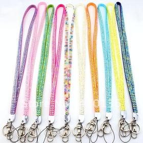 New Bling Crystal Rhinestone Lanyard Id Badge Key Card Holder (Random Color)