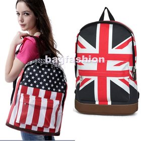 Unisex Canvas teenager School bag Book Campus Backpack bags UK US Flag wholesale retail drop shipping 5691