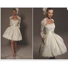 Cheap Price ! 2014 New Free Shipping A Line Knee Length White / Ivory Lace Wth Jacket Wedding Dresses OW 2114 In Stock