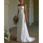2014 New Free Shipping ! Strapless Chiffon Long Dress With Train White & Ivory Wedding Dresses In Stock OW03012