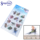 Promotion ! 12Pcs /Set Fly Butterfly Artificial Baits With Hooks Colorful Feather Dry Design Trout Fly Fishing Lures