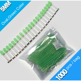 Free Shipping 1000 pcs High Brightness Green Color 5mm LED Diode, Oval Conjoined 5mm LEDs,Good Quality 5mm Light Emitting Diode