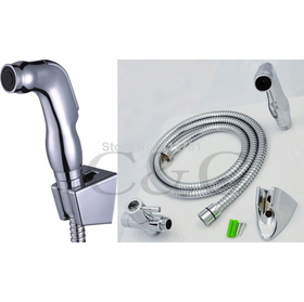 Brass T-adapter + Toliet Shattaf Hygience Shower Douche Kit Bidet Spray Diaper Sprayer With Hose And Holder A101