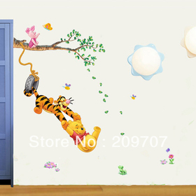 Free shipping wall sticker,DIY home decoration,chrildren room, room,Winnie bear and WAS0010