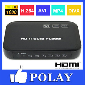 1080P Full HD медиа-проигрыватель HDD ВХОД SD / USB / HDD Выход HDMI / AV / VGA / AV / YPbPr Поддержка DivX AVI , RMVB MP4 H.264 FLV MKV Музыка Фильмы