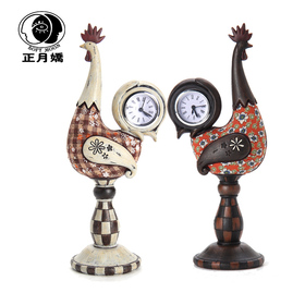 European wood furnishings home decor desk clock cock resin ornaments wedding gift ideas and practical