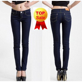 New Arrival 2014 Brand Mid Waist Women Straight Jeans Slim Pencil Skinny Denim Fashion Casual Pants H0286