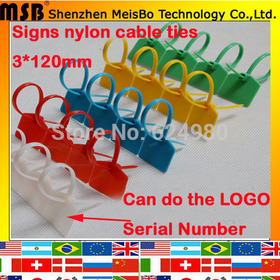 Free printed serial number 3*120mm Network cable identification Mark Signs ties Nylon straps label tie 200pcs