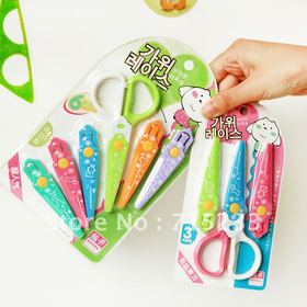 wholesale free shipping Korea stationery candy multicolour laciness scissors combination set art scissors set