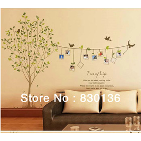 Cheap Cartoon Animal tree bird photo life PVC Wall Sticker ,Wall Decal,Wallpaper, Room Sticker, House Sticker Free Shipping
