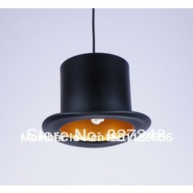 New design 110v 220v e27 lamp holder Jeeves & Wooster Top Hat chandelier aluminum hat light for home Outside Black Inside Golden