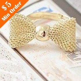 Fashion Gold Color Exquisite Noble Cute Bow Ring,Fashion Ring,Adjustable R255