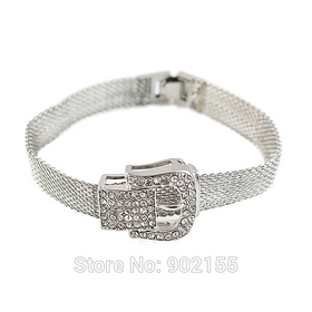 New 2014 Silver Color With Full Rhinestone Belt Design Bracelet And Bangles