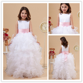 Virág lány ruhák esküvőre Ball ruha Flower Girl Dress 201212278444