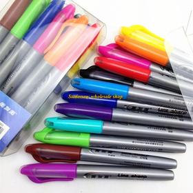 12 colors marker pen color thin oily head hook line indelible marker pen 12pcs/1lot