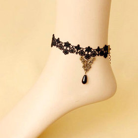 Free shipping 12pc/lot wholesale black lace anklets bracelets good quality fashion jewelry many design for choose