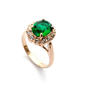 18K Real K Gold Plated Emerald Green Ring Elegant Jewelry Made with Austrian Crystal Stellux Wholesale kuniu Jewelry J1667