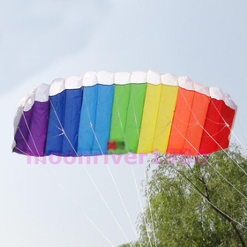 New 2M Power Dual Line Stunt Parafoil Parachute Rainbow Sports Kite For Beginner Free Shipping