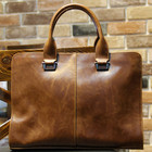 Discount men's briefcase New 2014 British style top quality brown crazy horse pu leather laptop shoulder messenger bags