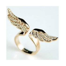 2014 New Fashion jewelry alloy color angel wings with Diamond Ladies Ring Wholesale R626