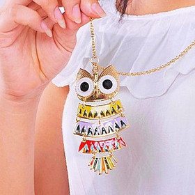 4123 accessories multicolour owl long design necklace#215