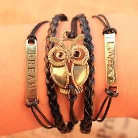 Cadeau de Noël Fashion bracelet multicouche rêve d'amour hibou bracelet