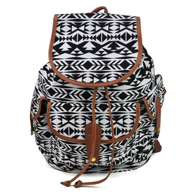 2 Colors Free Shipping New 2014 Women Backpack Geometric Printing Canvas Bag Students Shoulder Bags SY0328